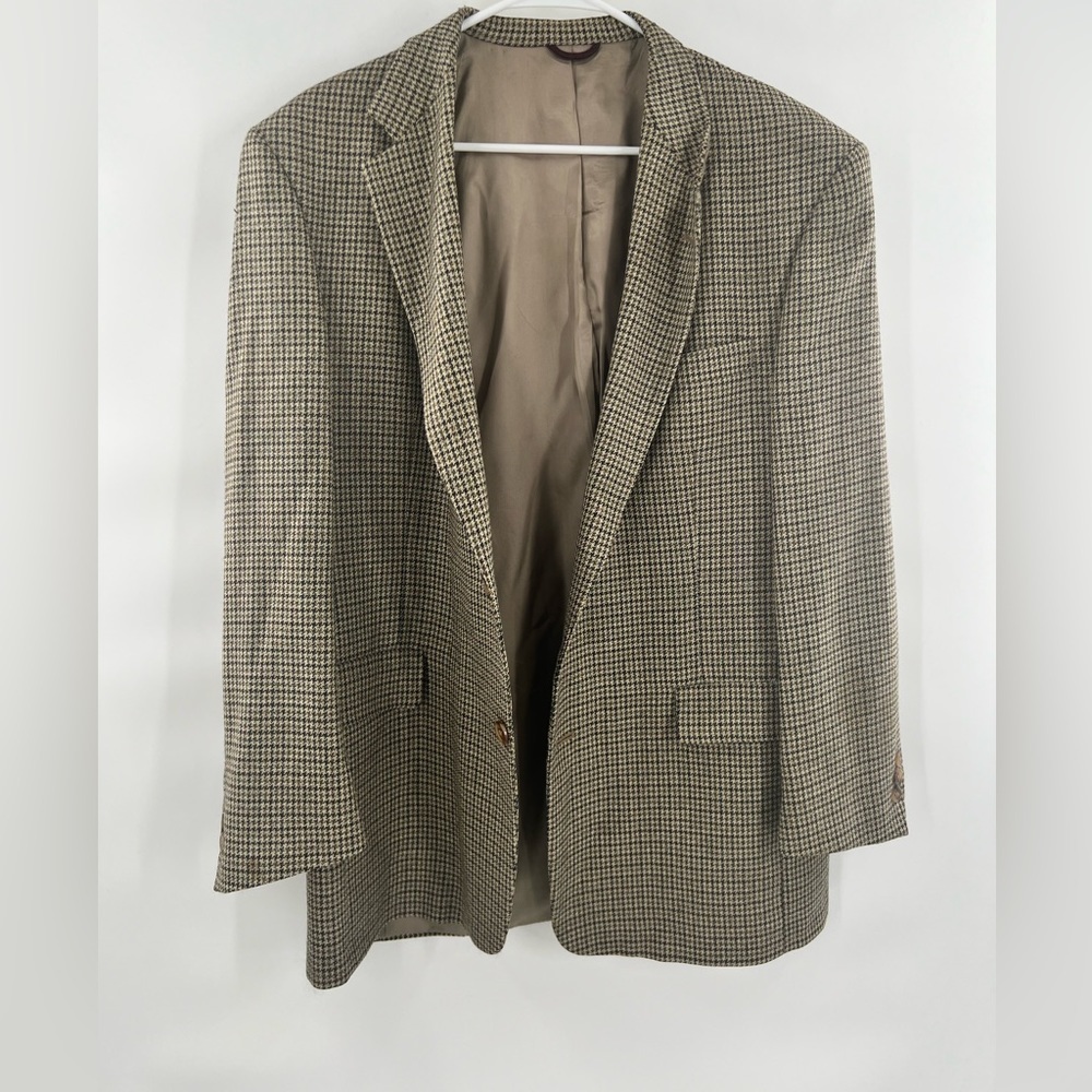 Hart Schaffner & Marx houndstooth brown coat jacket size 42R